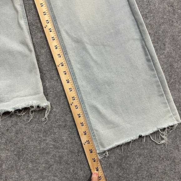 OAT New York Jeans Womens Size 8/29 Light Blue High Rise Wide Leg Baggy Raw Hem - Picture 9 of 10